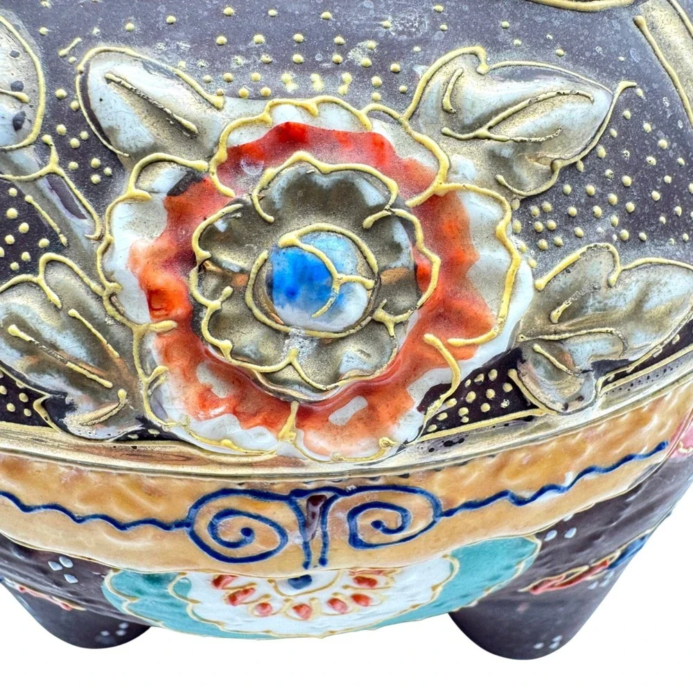 Elephant Teapot‎ Made In Japan Moriage Hand Painted Art Deco Kutani Style Enamel
